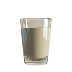 Promoting the consumption of milk for health through a gray glass filled with milk on a transparent background
