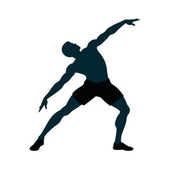 a body builder doing excersise vector silhouette, isolated white background