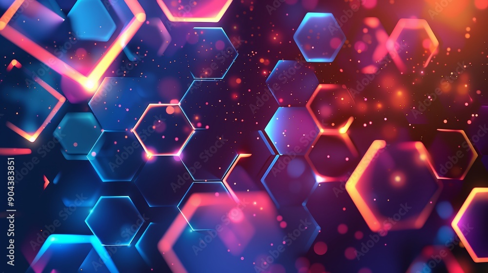 Aufkleber abstract background hexagon pattern with glowing lights