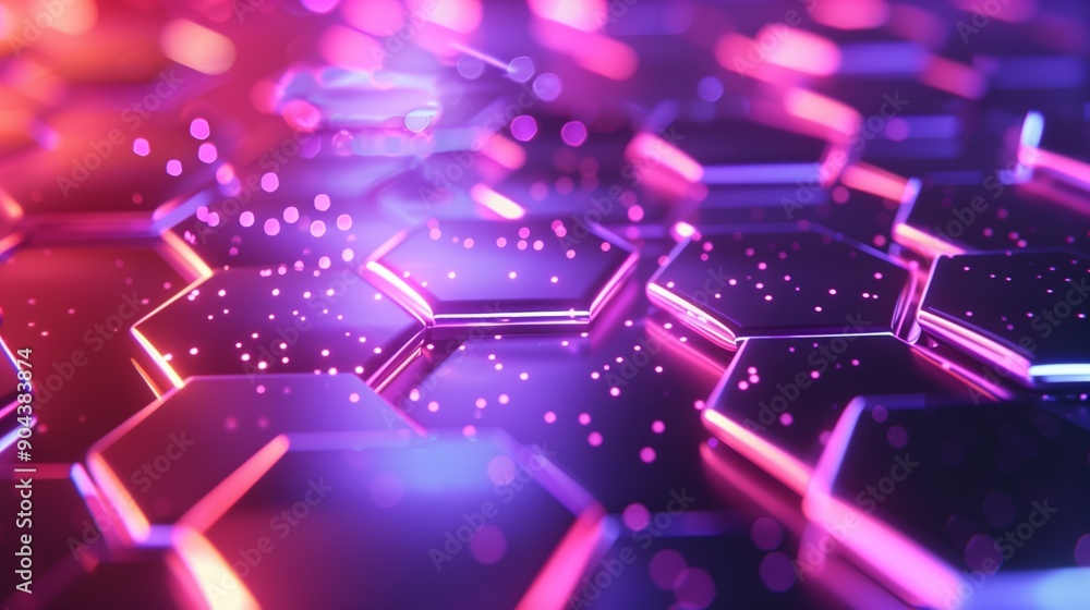 Aufkleber abstract background hexagon pattern with glowing lights