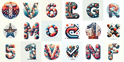 Naklejka premium circles shapes Lettering Typeface. AI generated illustration