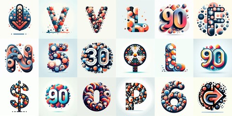 Obraz premium circles shapes Lettering Typeface. AI generated illustration