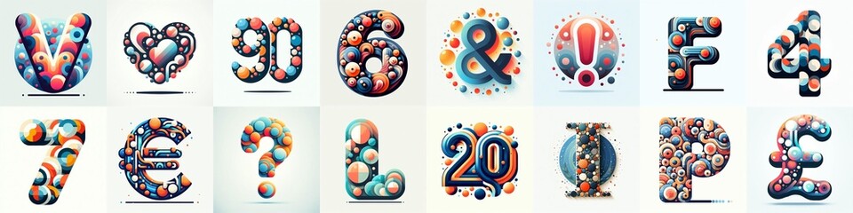 Obraz premium circles shapes Lettering Typeface. AI generated illustration