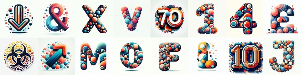 circles shapes Lettering Typeface. AI generated illustration