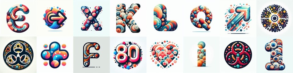 circles shapes Lettering Typeface. AI generated illustration