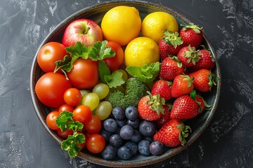 A Colorful Bowl of Fresh Fruit and Vegetables