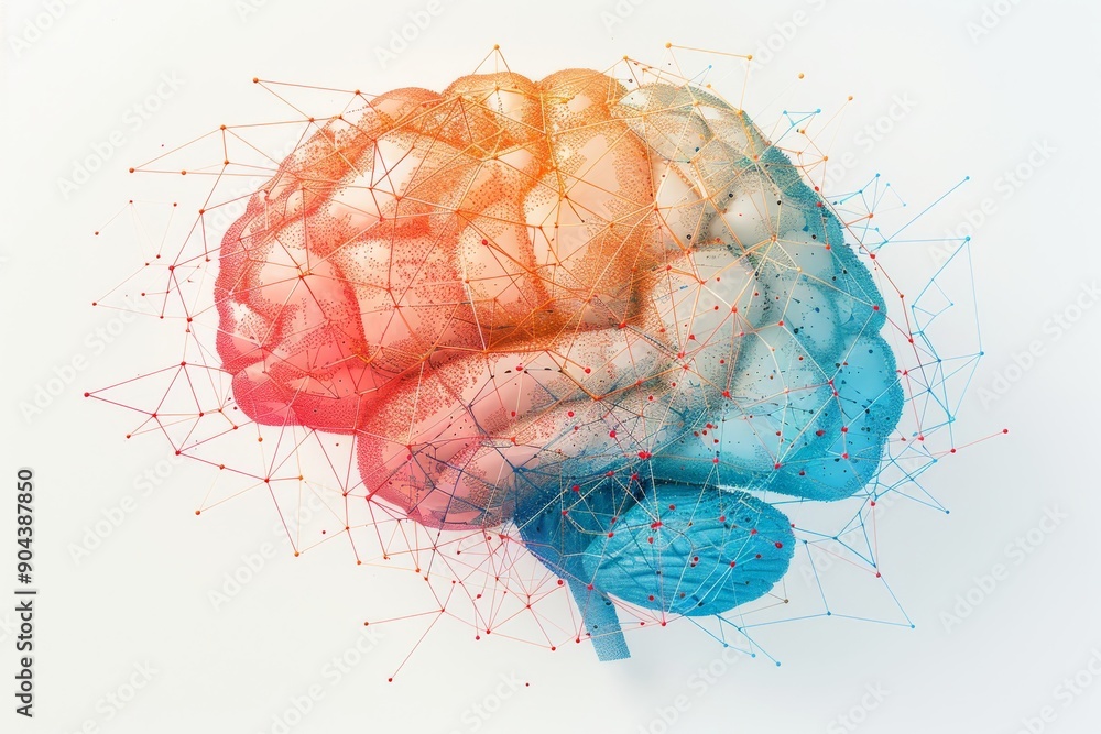 Poster winter brain with frozen neural pathways depicting the hibernation and preservation of ideas in cold