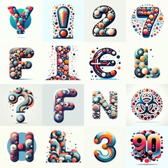 circles shapes Lettering Typeface. AI generated illustration
