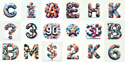 Obraz premium circles shapes Lettering Typeface. AI generated illustration