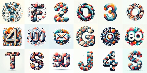 Obraz premium circles shapes Lettering Typeface. AI generated illustration