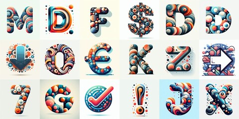 Obraz premium circles shapes Lettering Typeface. AI generated illustration