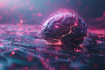 Neural explosion in a scientific setting depicting the intensity of discovery and innovation