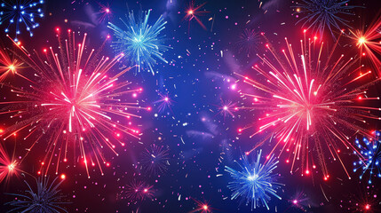 Fototapeta premium A fireworks display with four different colored fireworks