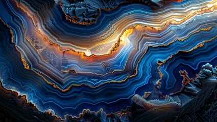 Agate Dreamscape. Intricate swirling patterns of blue, gold, and white create a mesmerizing agate texture.