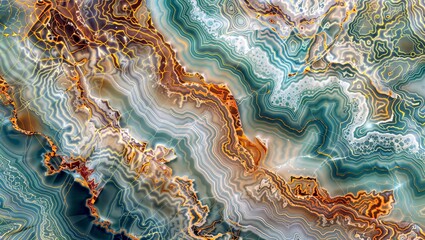 Nature's Tapestry.  A close-up of a geode slice reveals intricate patterns and vibrant colors, showcasing the beauty of natural mineral formations.