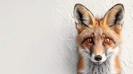 Fototapeta premium A close-up of a majestic fox with striking fur and expressive eyes, showcasing its beauty against a textured wall.