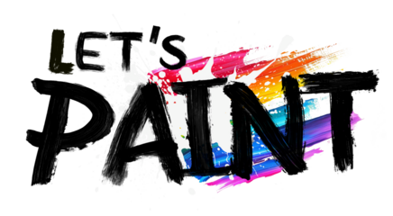 Let's paint png ink brush stroke font, transparent background