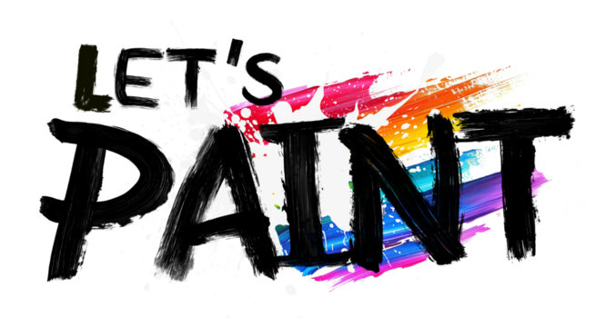 Let's paint png ink brush stroke font, transparent background