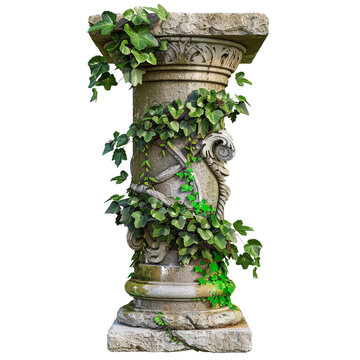 recommend clip art: Antique column with overgrown foliage clip art