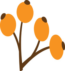 Flat fruit elements collection for autumn season vector art illustration