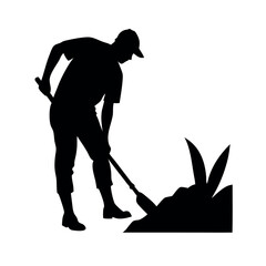 a labour working on the field vector silhouette, isolated white background