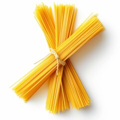 Medium shot of Uncooked italian spaghetti, isolated on a white background, 