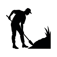 a labour working on the field vector silhouette, isolated white background