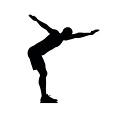 A man doing yoga pose vector silhouette, black color silhouette, isloated white background 