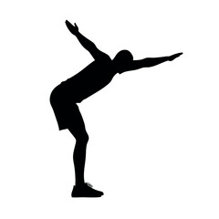 A man doing yoga pose vector silhouette, black color silhouette, isloated white background 