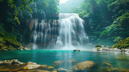 Waterfall in a Tropical Rainforest
