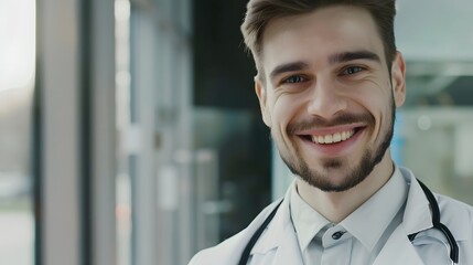 Obraz premium Smiling doctor in a white coat