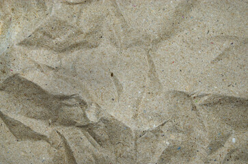 Craft crumpled paper texture Rumpled brown cardboard paper Crushed grunge background Copy space Vintage