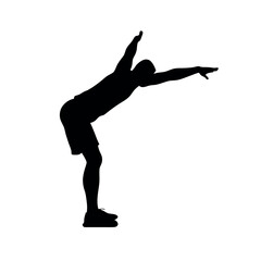 A man doing yoga pose vector silhouette, black color silhouette, isloated white background 