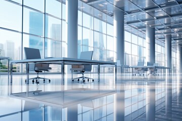 Naklejka premium Empty Modern Office Space Blurred Background