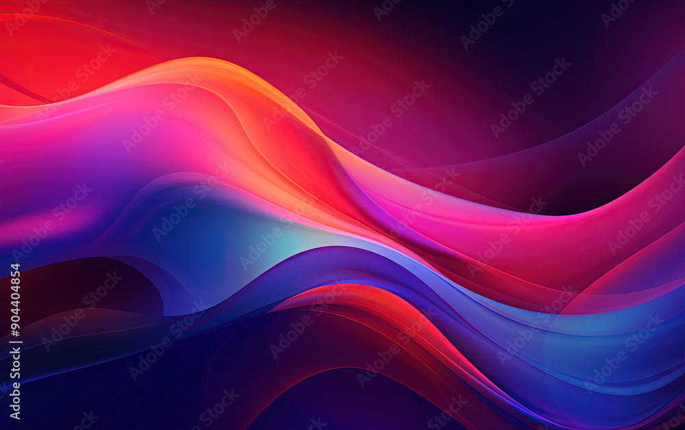Poster Vibrant abstract blue and red waveform with fluid motion and colorful gradients.
