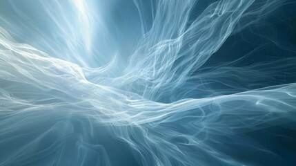Obraz premium Abstract background with light trails in serene white and cool blue tones, creating an airy design
