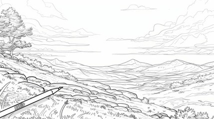 Perlu belajar mengambar? Gunakan lukisan pemandangan ini yang sudah siap diwarnai.