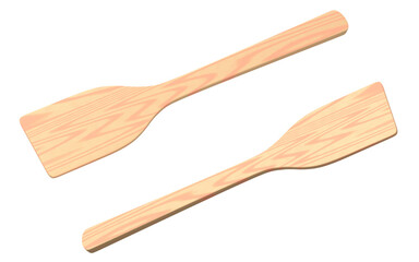 Set of wooden solid turner or kitchen utensils on white background.