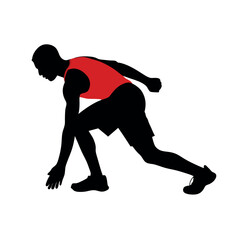 a runner prepare for run, step to run, coundown for run, vector silhouette, isolated white background