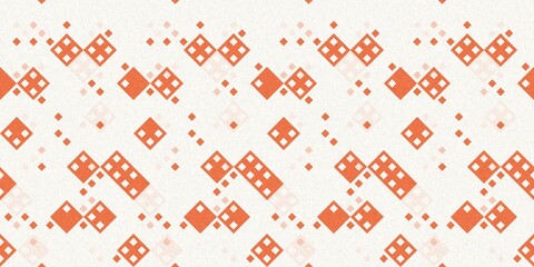 Simple glitch geometric seamless abstract border with playful woven peach color. Bright whimsical gender neutral bold irregular shape textile Cotton effect banner.