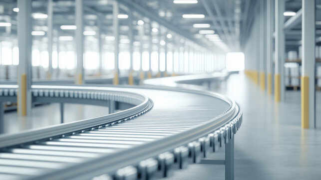 Spiral Gravity Roller Conveyor System - Efficient Transport of Items from Higher to Lower Level Using Gravity Photo