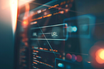 URL interface on computer monitor, web development, coding, digital design, online navigation