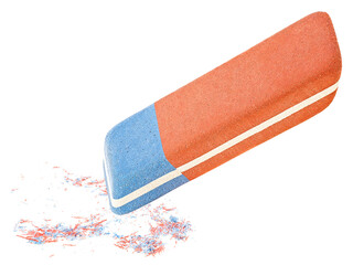 Colored eraser isolated on a white background. Eraser and eraser scrap.