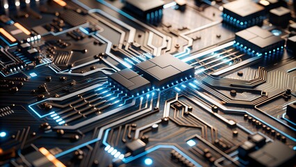 Fototapeta premium Motherboard and Electronics. Intricate and Technological Design.