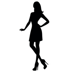 Fototapeta premium a woman stand with wear high heel, and holding one high heel isolated white background 