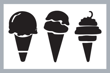 Ice cream logo, with minimalist style. Ice cream silhouette vector, Ice cream silhouette set vector design big pack of illustration and icon