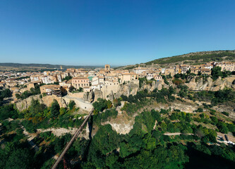 aerial view of the hanging houses of cuenca