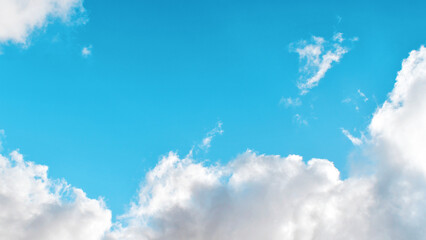 Blue sky with white fluffy cloud. Beautiful sky in the morning. The concept of the freedom of life, never give up and new life beginning.