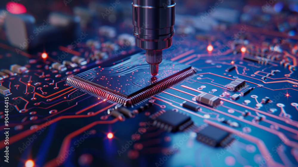 Poster robotic precision in assembling tiny components on a microchip production line