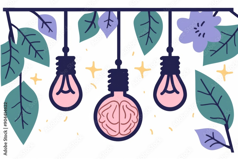 Poster lightbulb with brain like filament emphasizing creative energy and intellectual illumination.